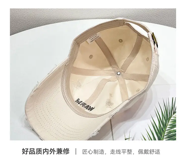 Women's Black Washed Hole Cap with "WARM" Embroidery — feature 5