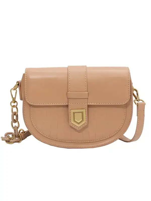 Women's Cream Crossbody Bag with Chain Strap - Image 9