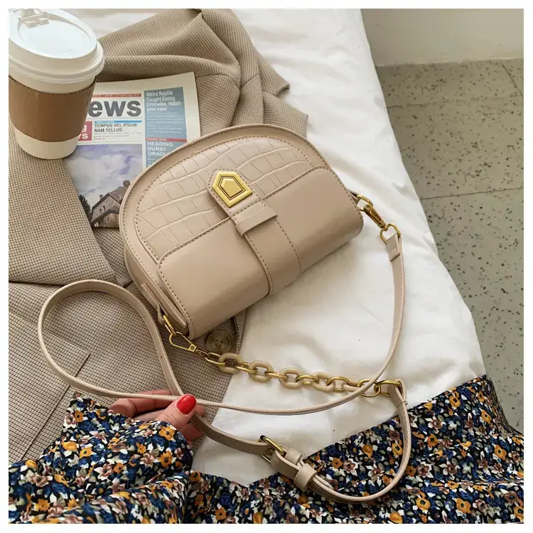 Women's Cream Crossbody Bag with Chain Strap — feature 30