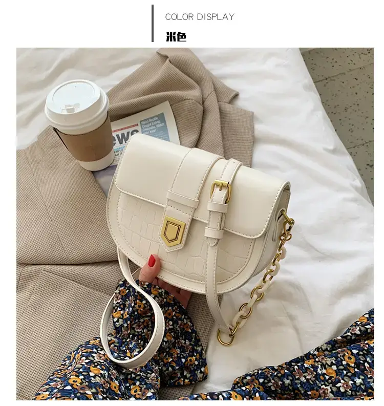 Women's Cream Crossbody Bag with Chain Strap — feature 34