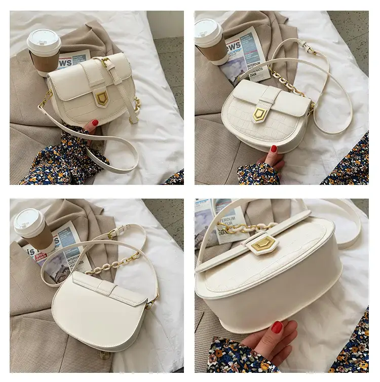 Women's Cream Crossbody Bag with Chain Strap — feature 8