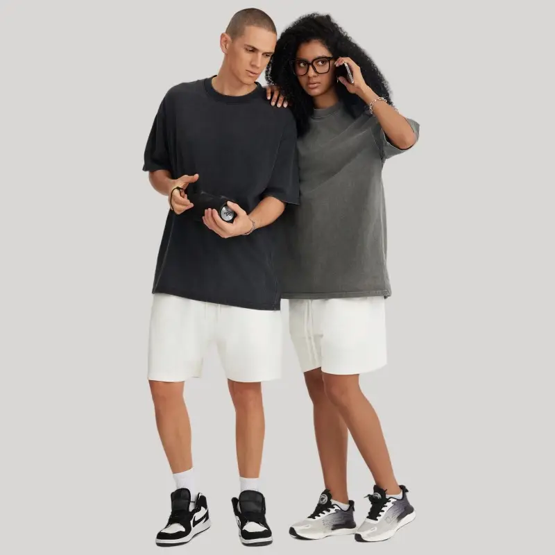 Men's 280g Heavyweight Fried Salt T-Shirt Black - Image 9