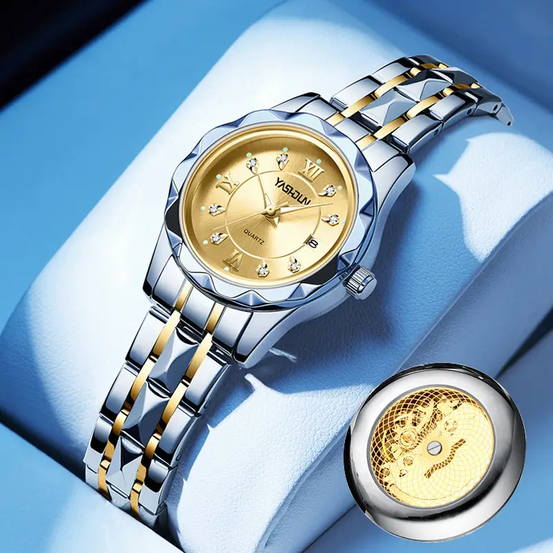 Women's Hollow Fake Mechanical Watch Steel Band Luminous - Image 2