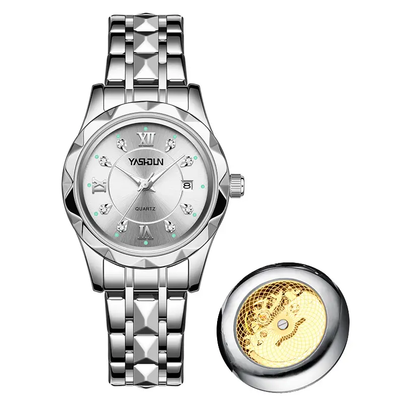 Women's Hollow Fake Mechanical Watch Steel Band Luminous - Image 6