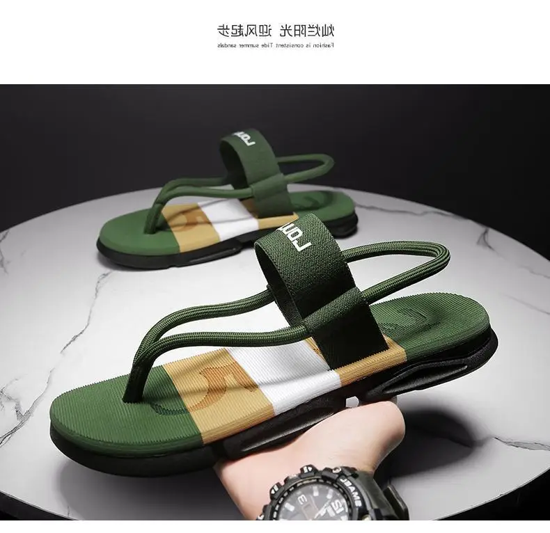 Fujian manufacturers cross-border summer new beach flip-flops men's fashion outdoor men's thick-soled sandals foreign trade cool — feature 10