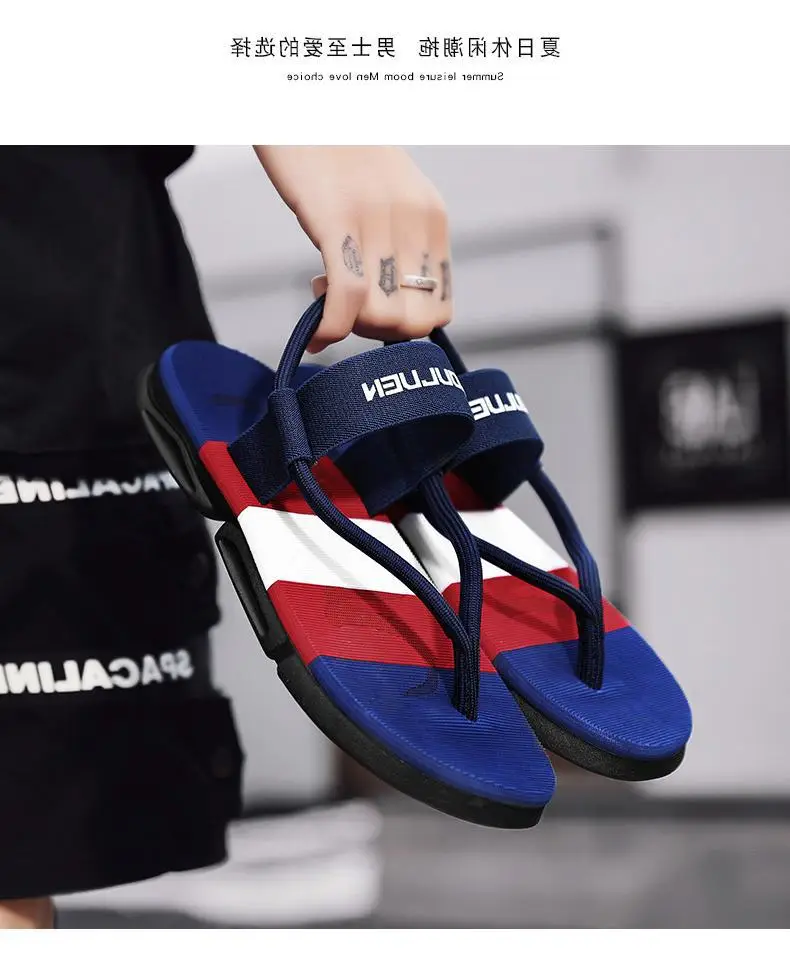 Fujian manufacturers cross-border summer new beach flip-flops men's fashion outdoor men's thick-soled sandals foreign trade cool — feature 19
