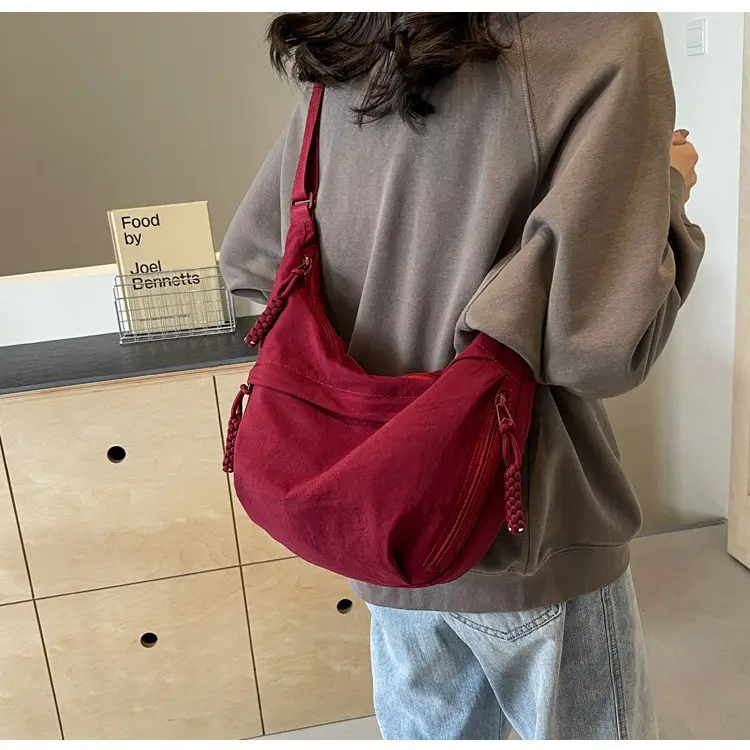 Olive Green Women's Canvas Shoulder Bag Large Capacity - Image 10