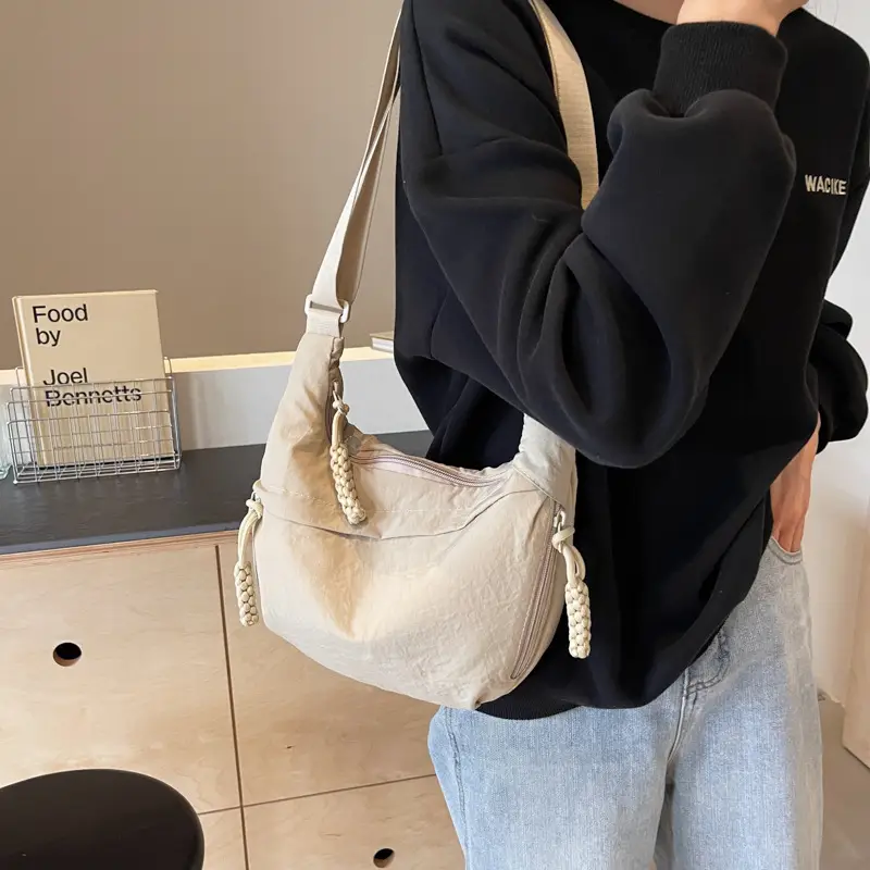 Olive Green Women's Canvas Shoulder Bag Large Capacity - Image 11