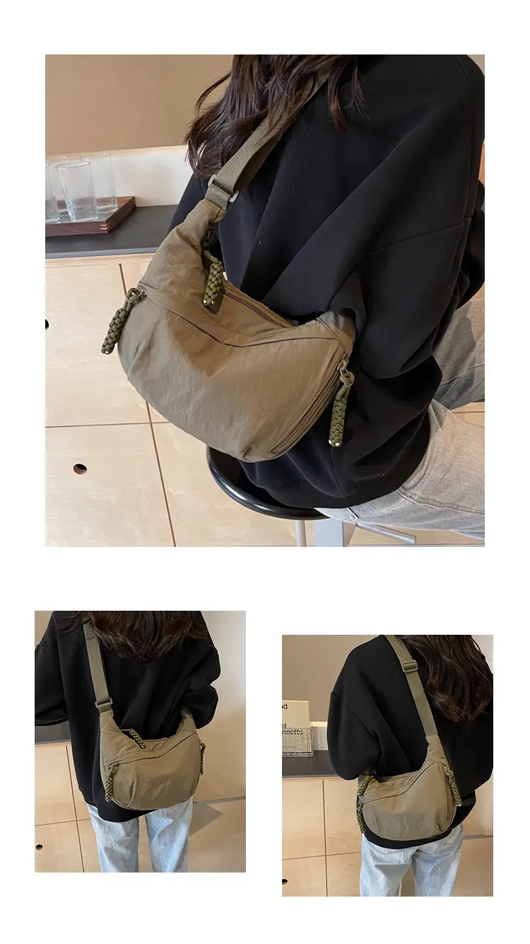 Olive Green Women's Canvas Shoulder Bag Large Capacity — feature 13
