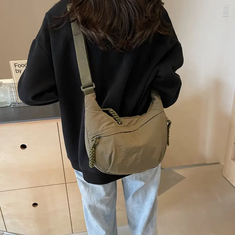 Olive Green Women's Canvas Shoulder Bag Large Capacity — feature 20