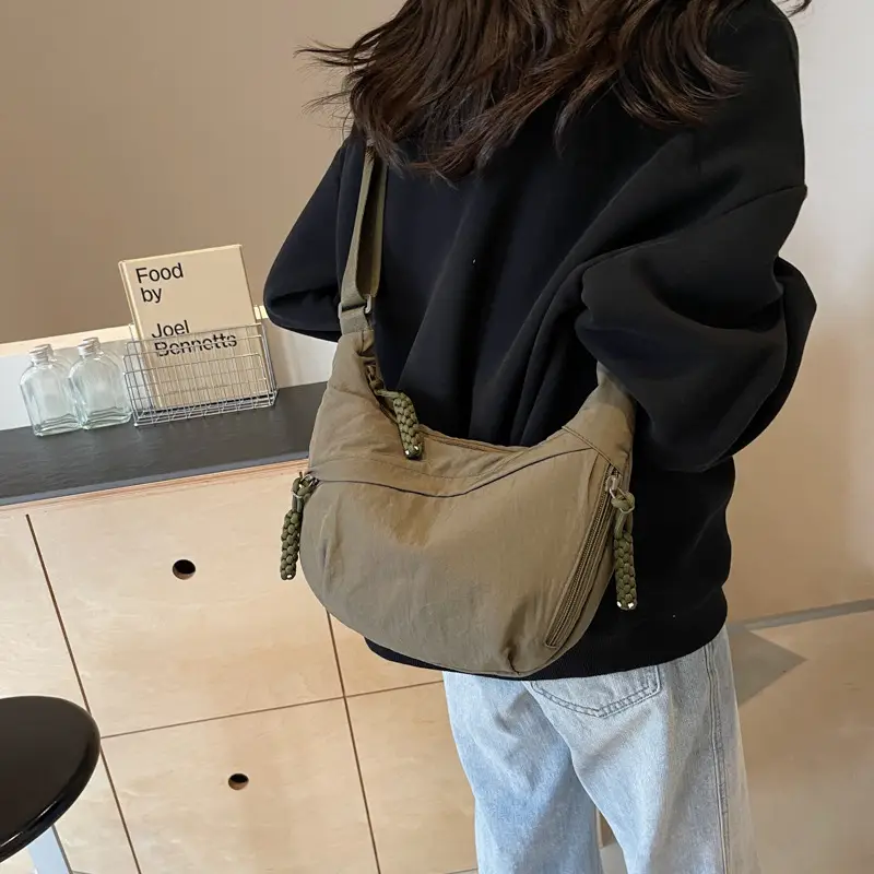 Olive Green Women's Canvas Shoulder Bag Large Capacity — feature 21