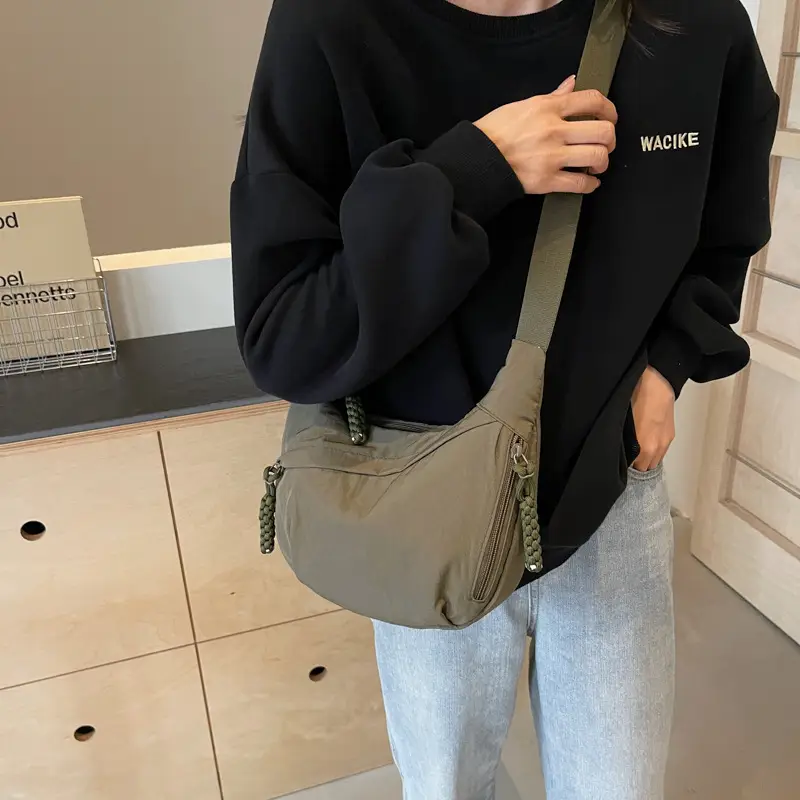 Olive Green Women's Canvas Shoulder Bag Large Capacity — feature 22