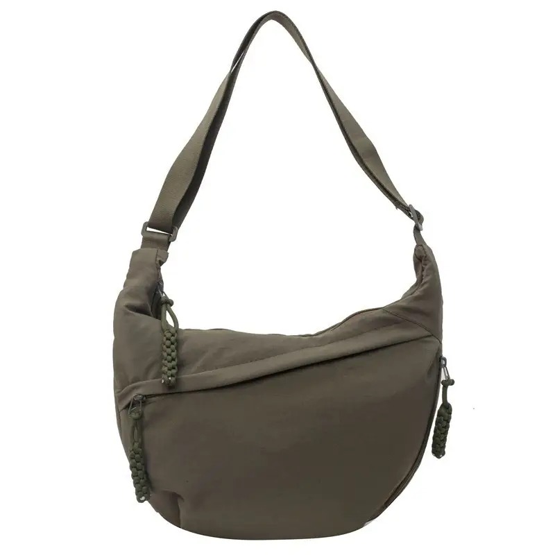 Olive Green Women's Canvas Shoulder Bag Large Capacity - Image 6