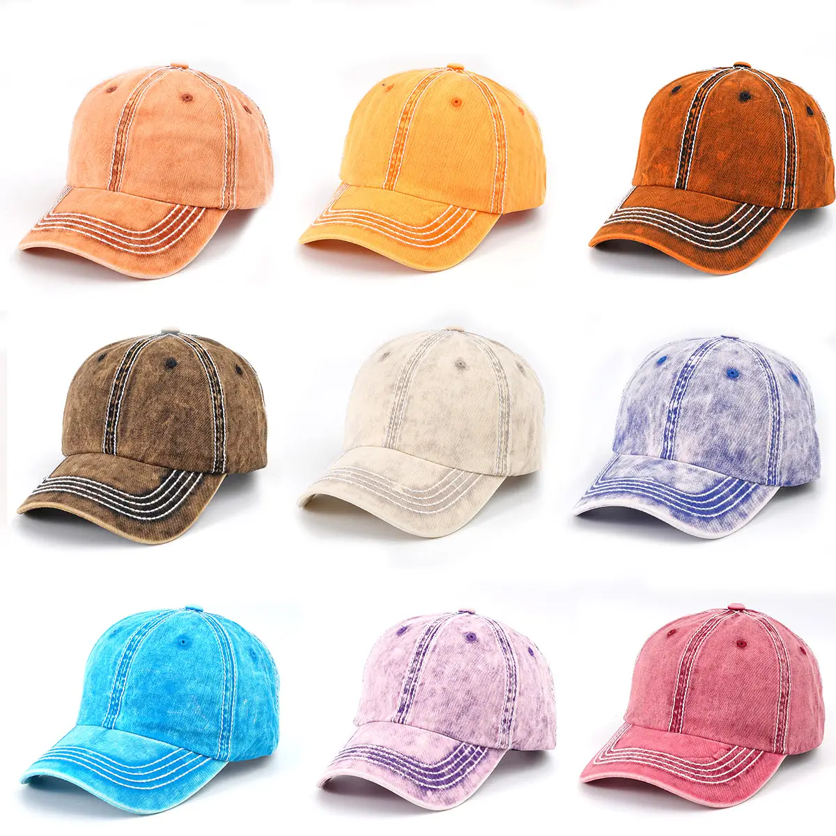 Retro Distressed Washed Peaked Baseball Cap for Men Women - Image 9