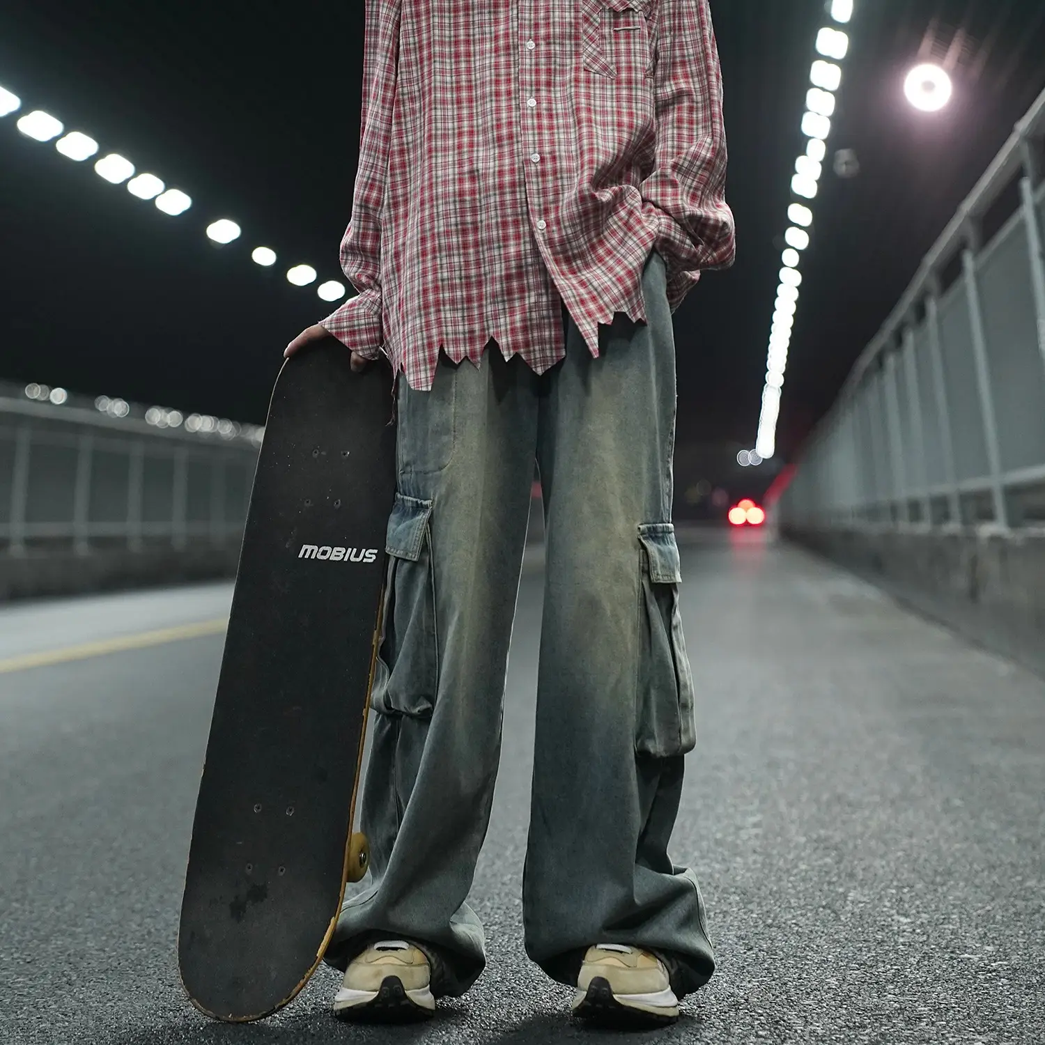 Men Retro Washed Jeans Wide Leg Pants Spring Autumn - Image 5