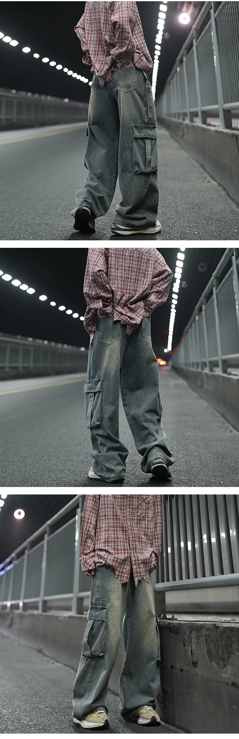 Men Retro Washed Jeans Wide Leg Pants Spring Autumn — feature 6