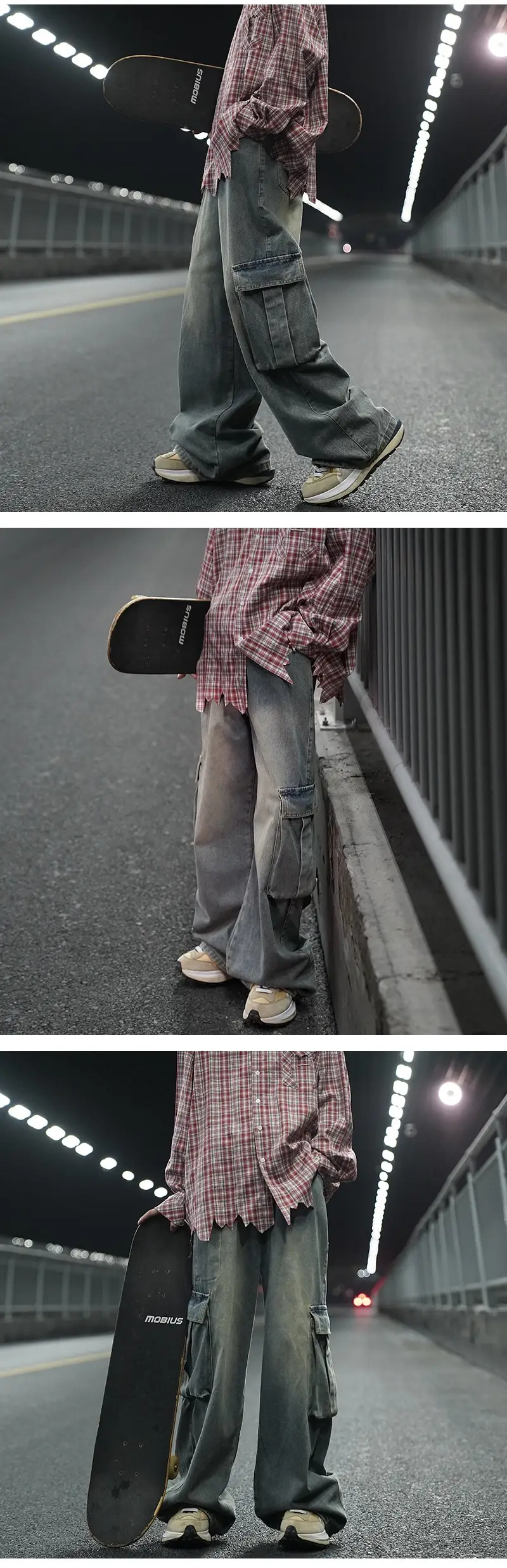 Men Retro Washed Jeans Wide Leg Pants Spring Autumn — feature 7