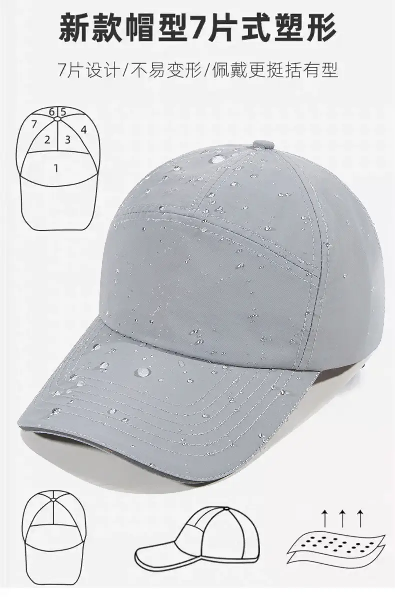Waterproof Black Baseball Cap 7-Piece — feature 4