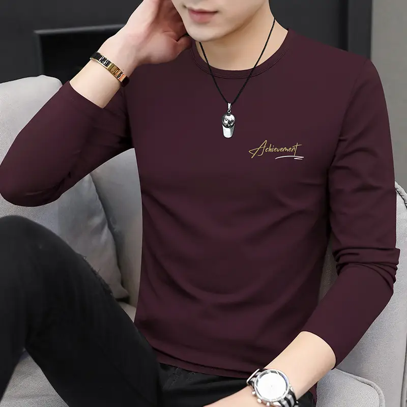 Men's 50S Modal Long Sleeve T-Shirt Black White Maroon Blue