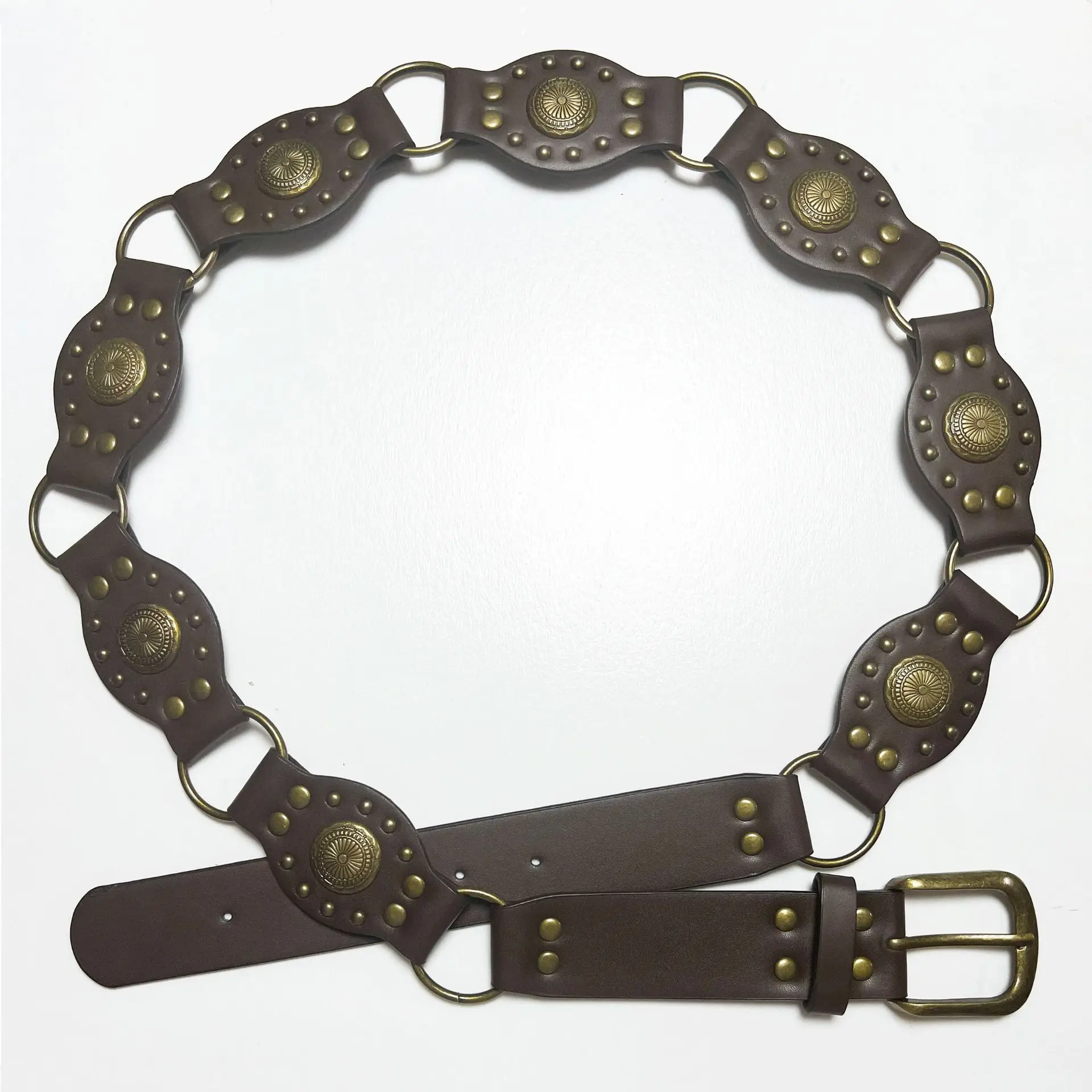 Retro American Hot Girl Rivet Stitching Wide Belt - Image 6