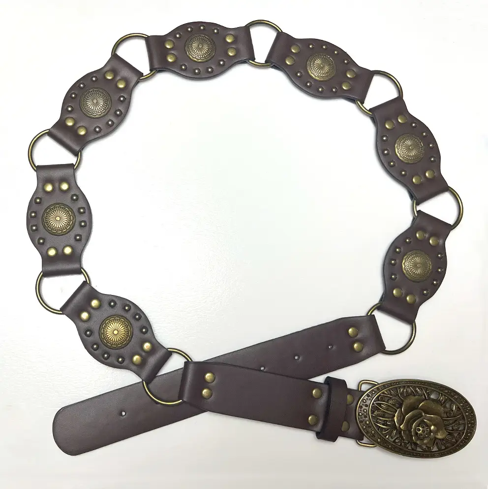 Retro American Hot Girl Rivet Stitching Wide Belt - Image 7