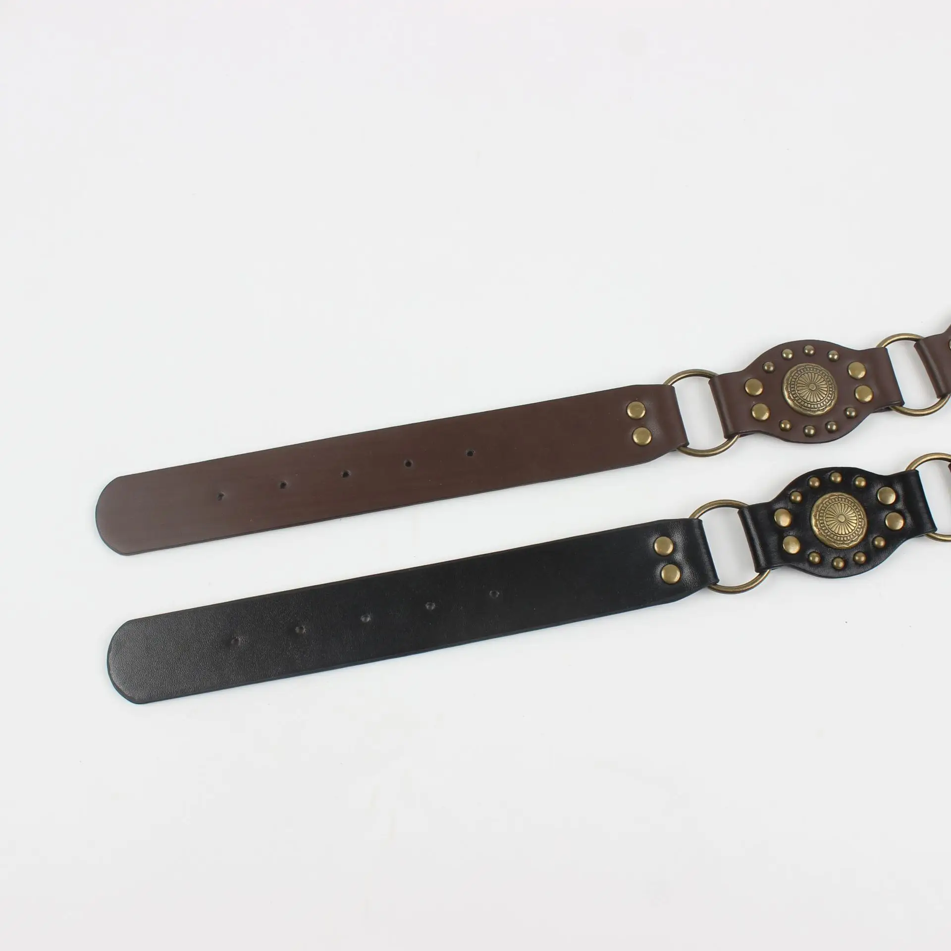 Retro American Hot Girl Rivet Stitching Wide Belt — feature 11