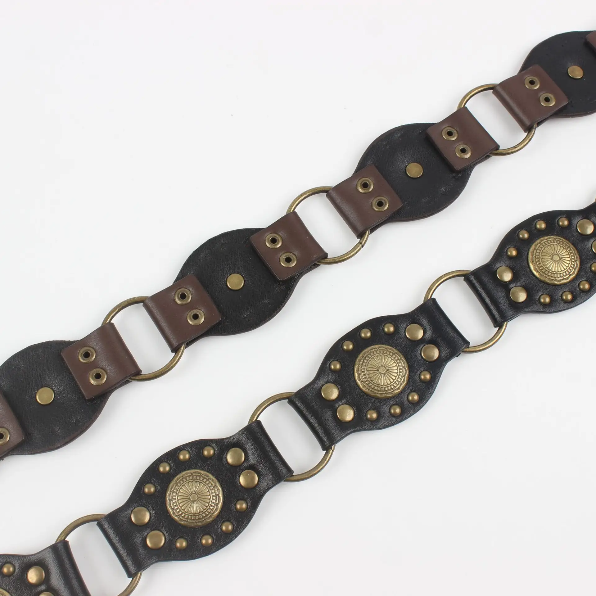 Retro American Hot Girl Rivet Stitching Wide Belt — feature 9