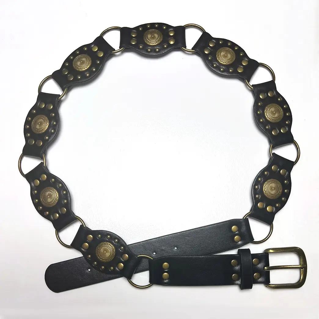 Retro American Hot Girl Rivet Stitching Wide Belt - Image 2