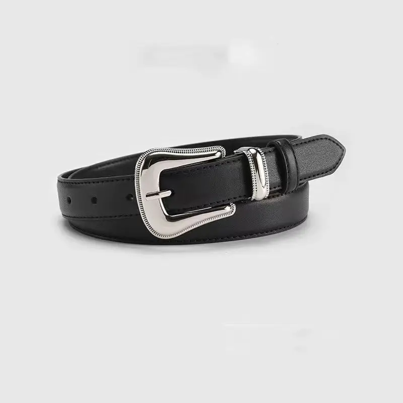 Women's Brown Leather Belt with Silver Buckle - Image 8