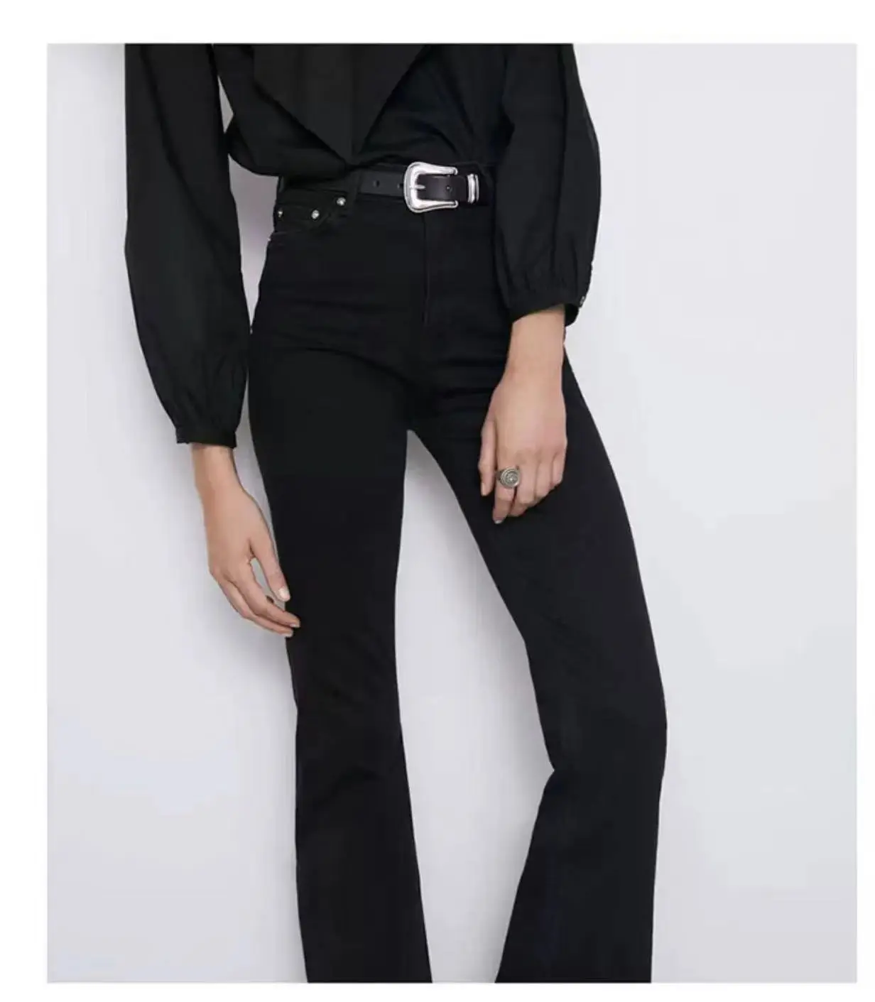 Women's Brown Leather Belt with Silver Buckle — feature 14