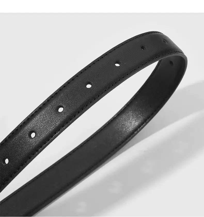 Women's Brown Leather Belt with Silver Buckle — feature 9