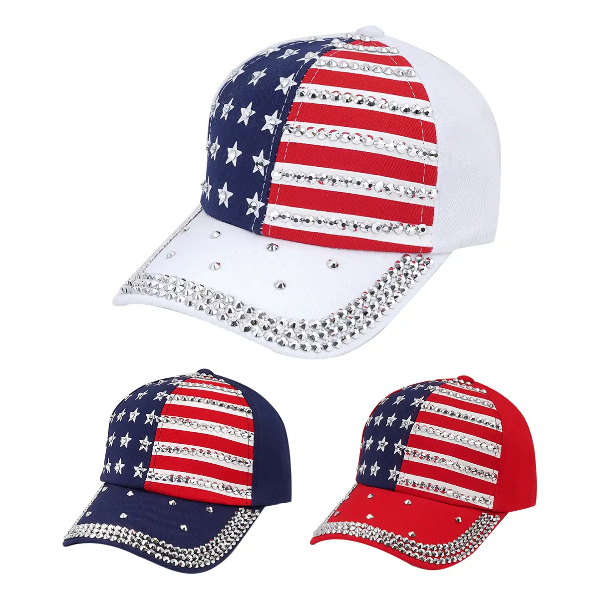 American Flag Rivet Baseball Cap for Men Women - Image 4