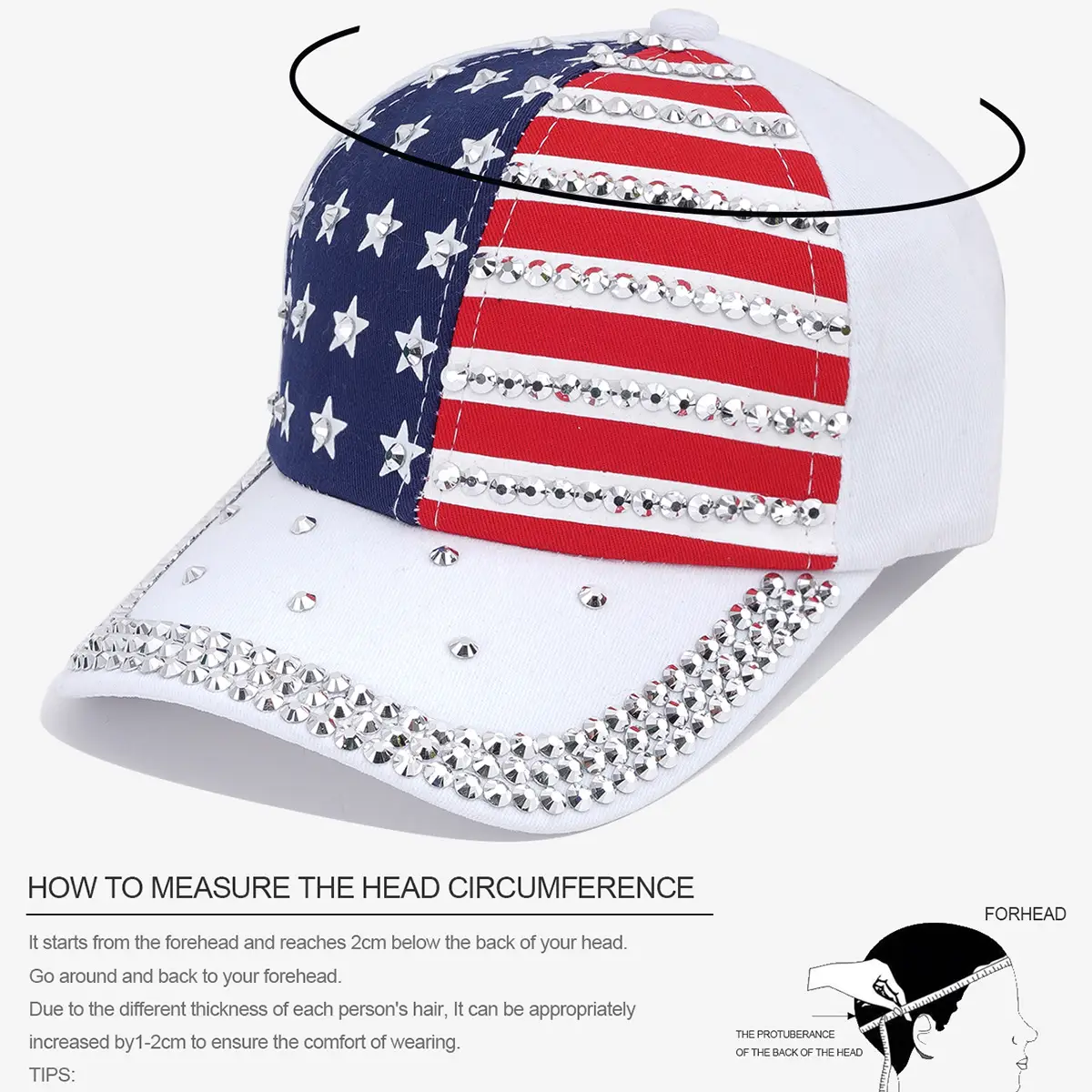 American Flag Rivet Baseball Cap for Men Women - Image 5