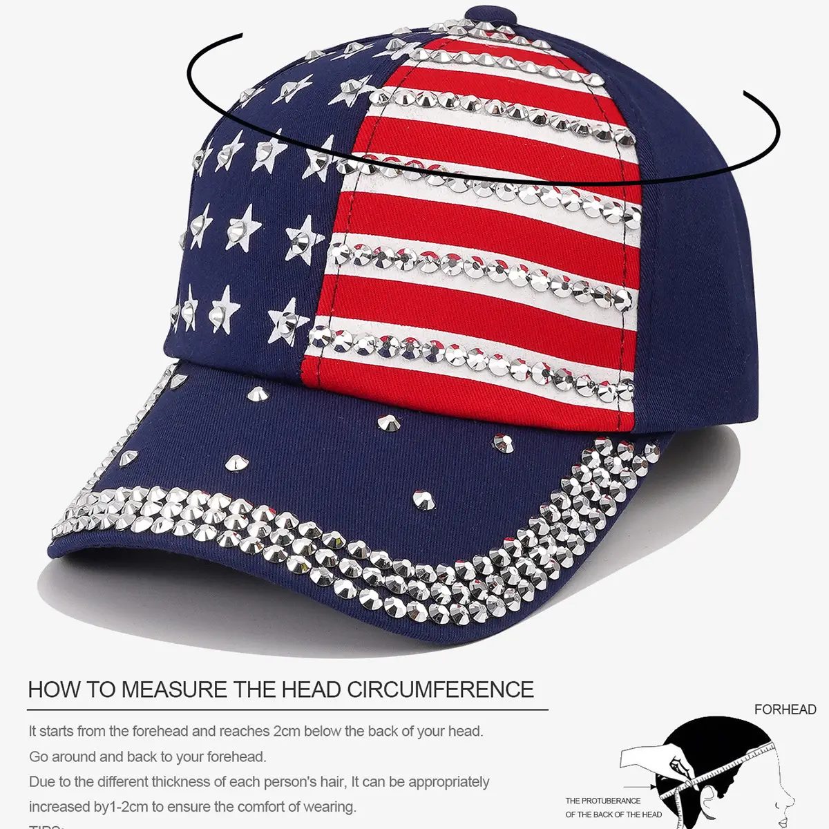 American Flag Rivet Baseball Cap for Men Women — feature 6