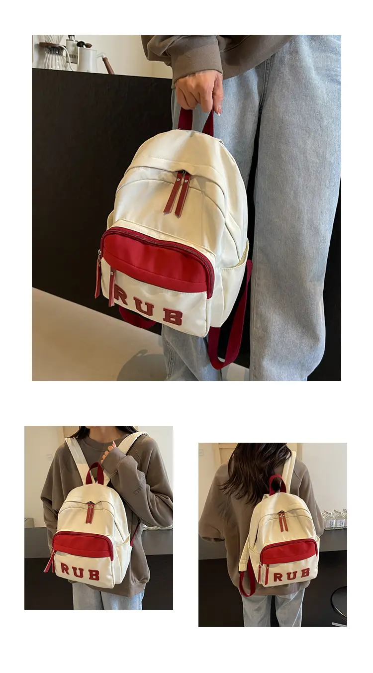 Mori Ins Style Black Letter Backpack with Pom Pom — feature 15