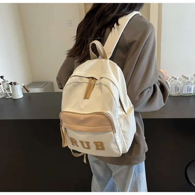 Mori Ins Style Black Letter Backpack with Pom Pom — feature 20