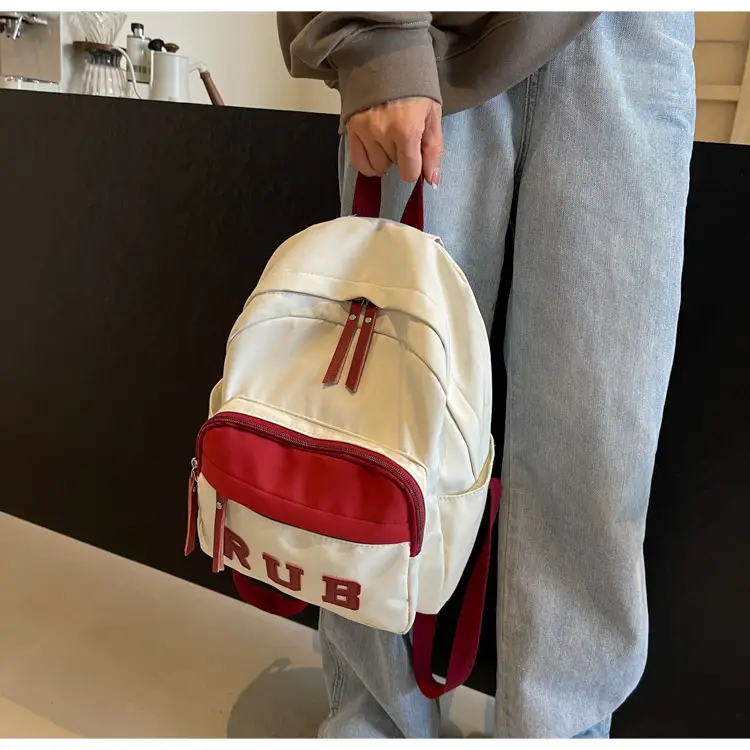 Mori Ins Style Black Letter Backpack with Pom Pom — feature 22
