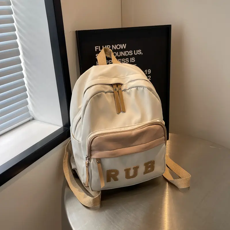 Mori Ins Style Black Letter Backpack with Pom Pom - Image 7