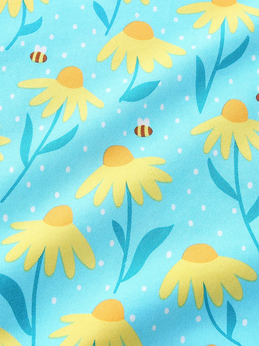 Girls Cotton Floral Sweater Top Blue Yellow