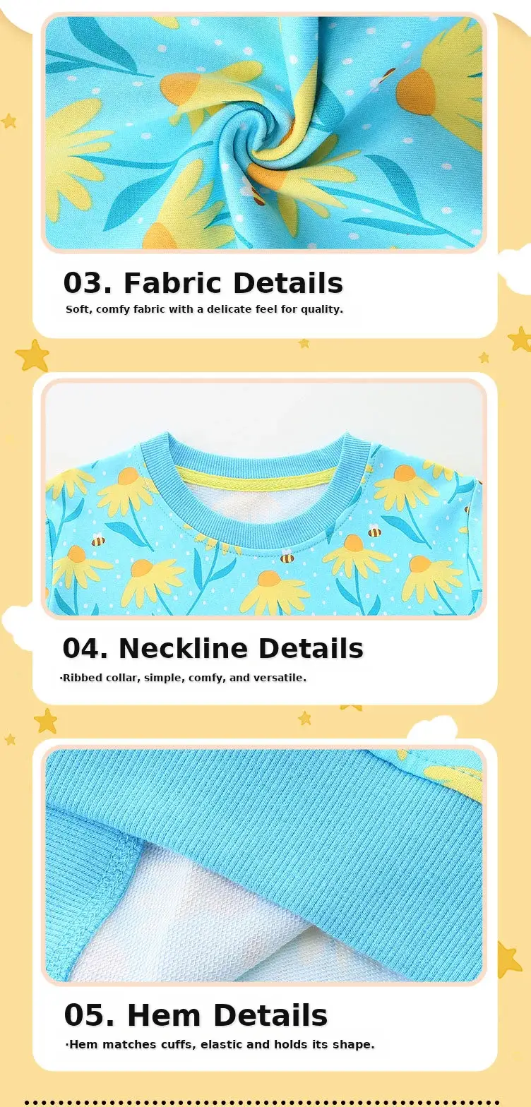 Girls Cotton Floral Sweater Top Blue Yellow — feature 37