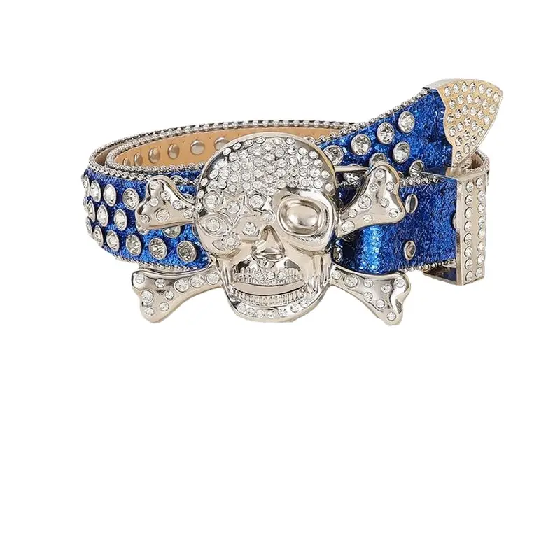Large Skull Full Rhinestone Belt for Women - Image 17