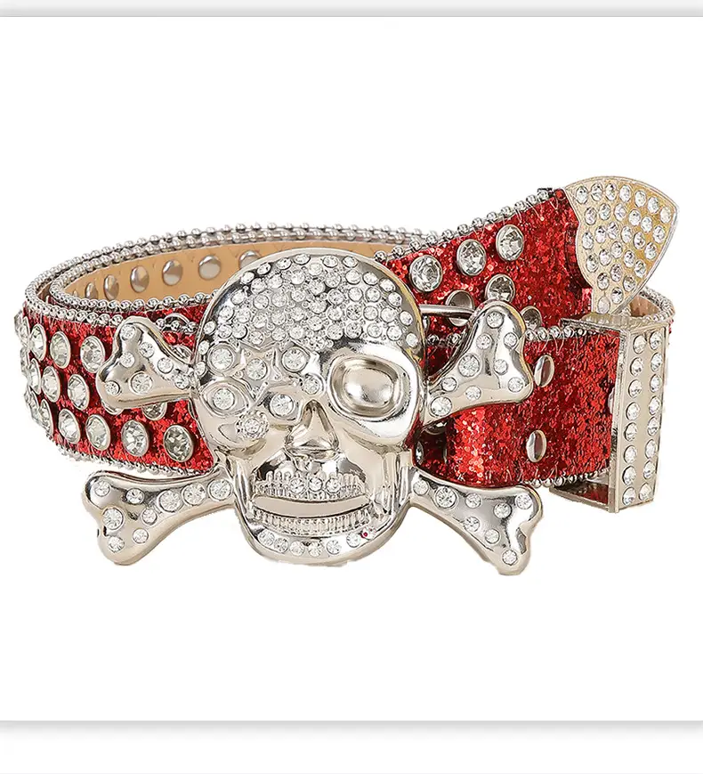 Large Skull Full Rhinestone Belt for Women — feature 10