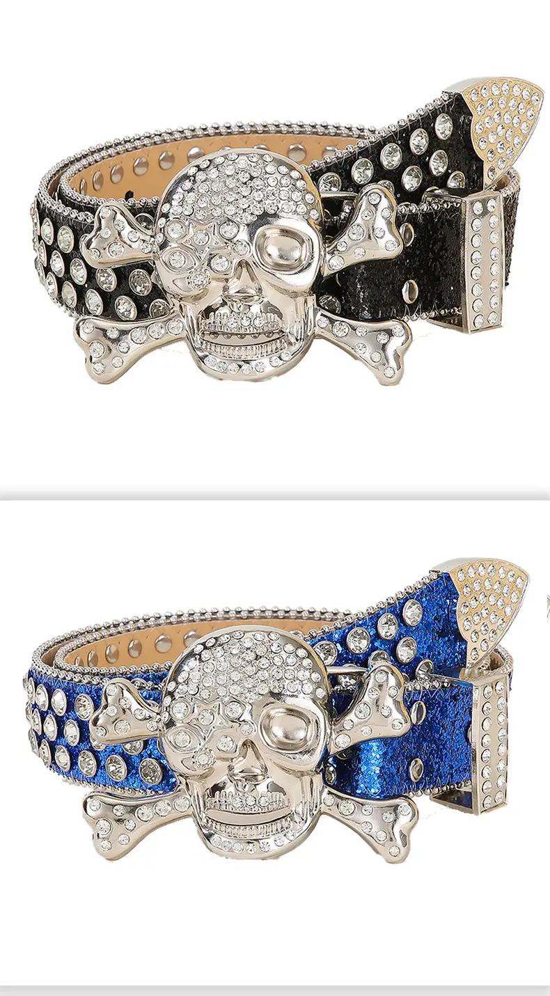 Large Skull Full Rhinestone Belt for Women — feature 8