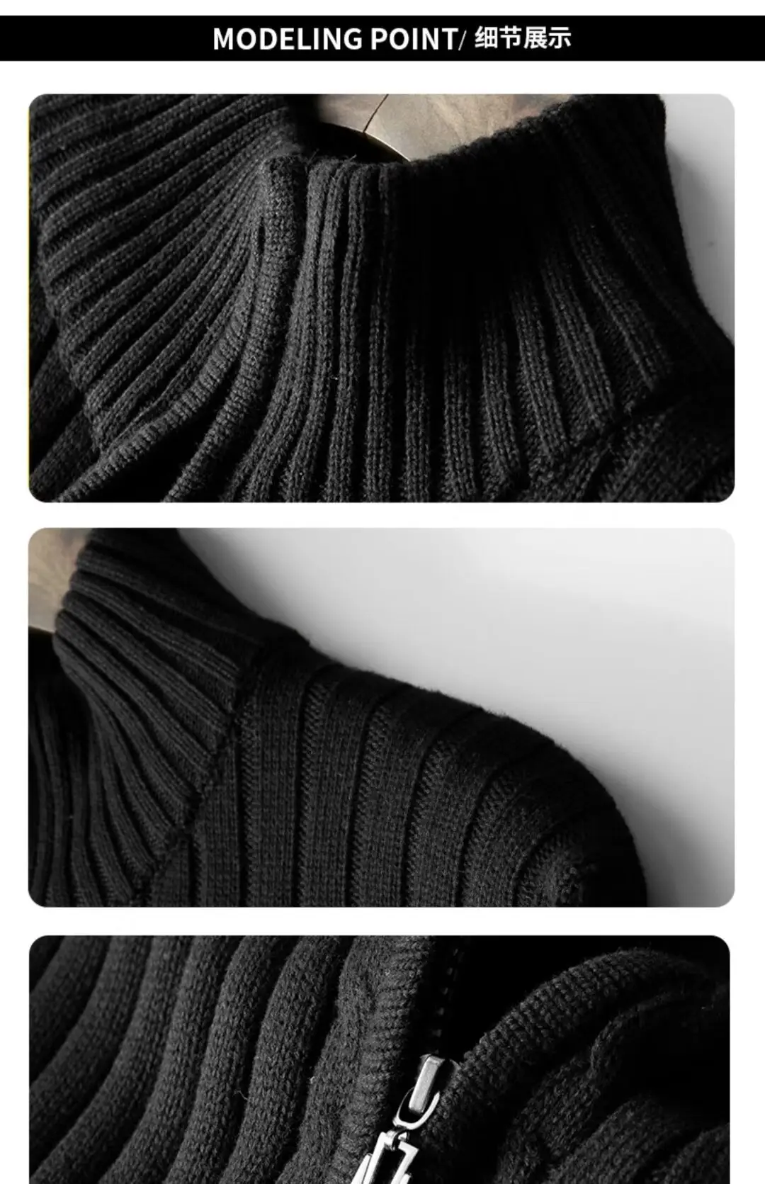 Men's Grey Knit Zipper Cardigan Sweater Winter Wear — feature 13