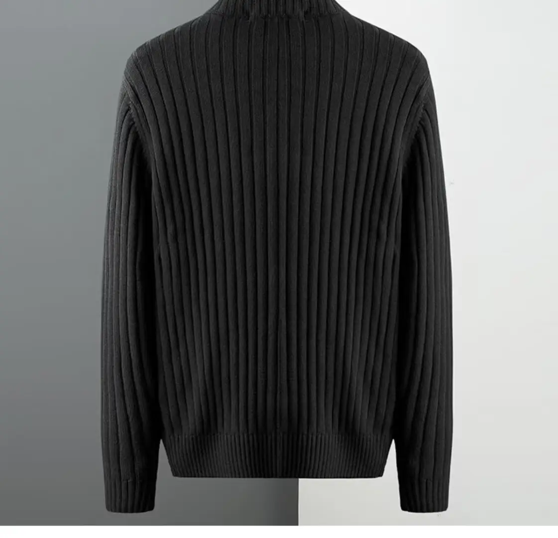 Men's Grey Knit Zipper Cardigan Sweater Winter Wear — feature 7
