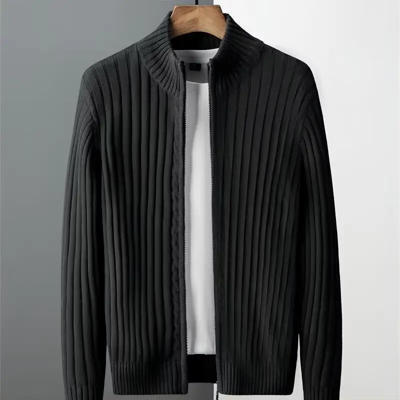 Men's Grey Knit Zipper Cardigan Sweater Winter Wear — feature 8