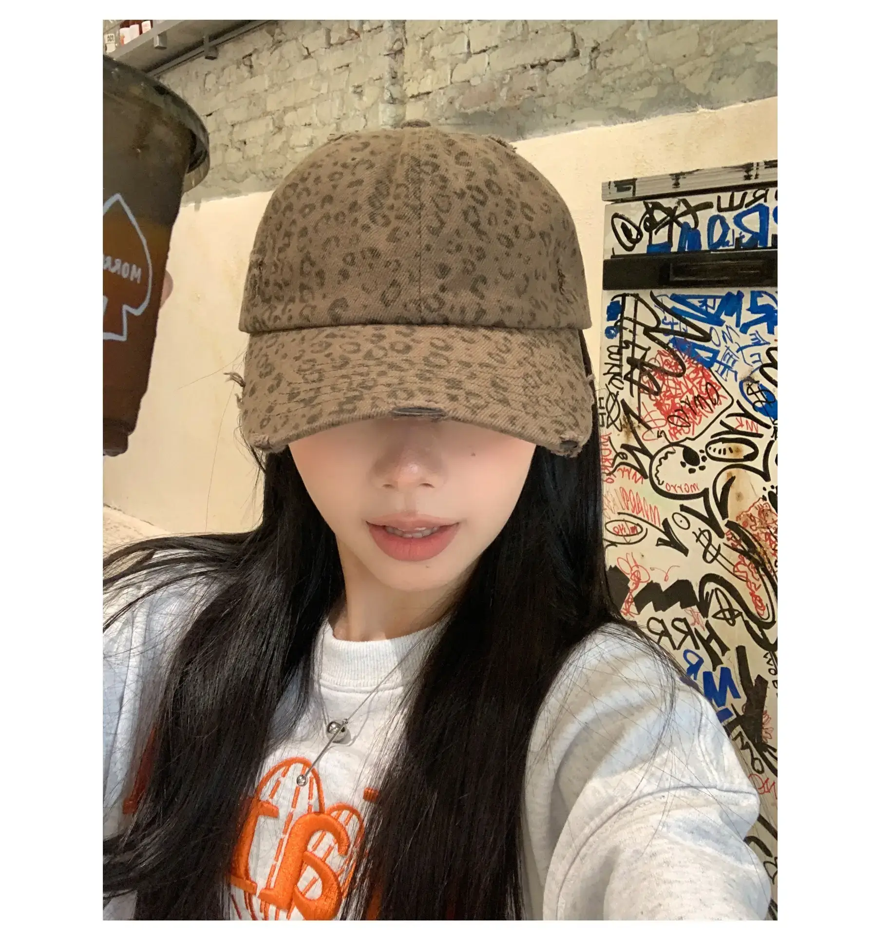 Sweet Drag Cool Sister Leopard Cap Women All Match Washed Old Milled — feature 1