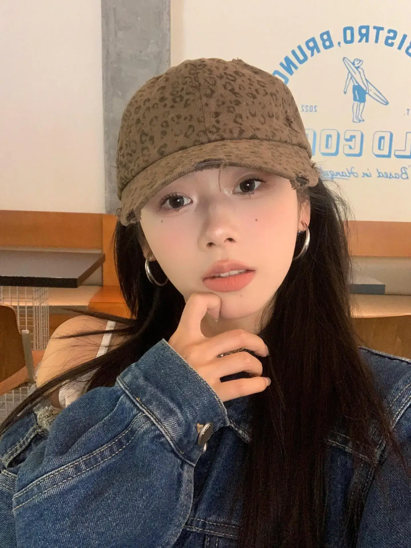 Sweet Drag Cool Sister Leopard Cap Women All Match Washed Old Milled — feature 11
