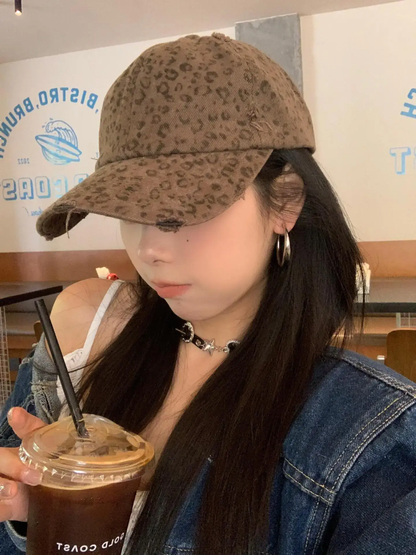 Sweet Drag Cool Sister Leopard Cap Women All Match Washed Old Milled — feature 12