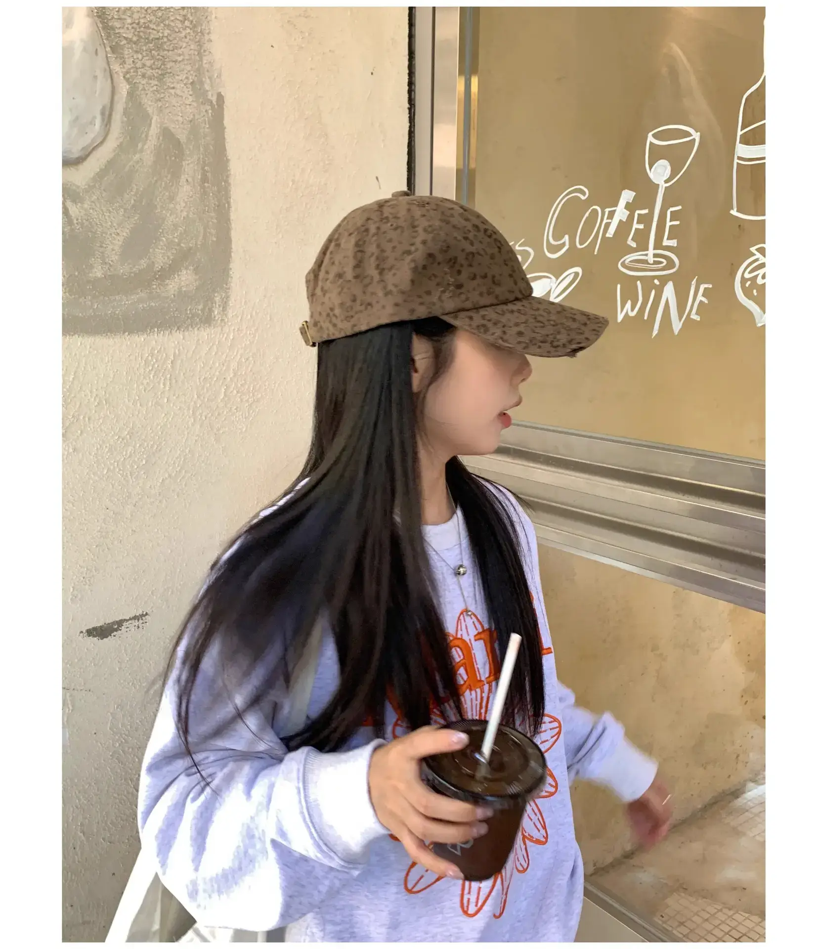 Sweet Drag Cool Sister Leopard Cap Women All Match Washed Old Milled — feature 18
